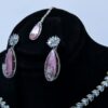 Pink Teardrop Jewelry Set with Leafy White Sparkle Stones - LC006 - Image 3