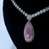 Pink Teardrop Jewelry Set with Leafy White Sparkle Stones - LC006 - Image 4