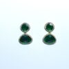 Golden Toned Dark Green Gemstones with Crystal Zarcons Earrings (ER007)