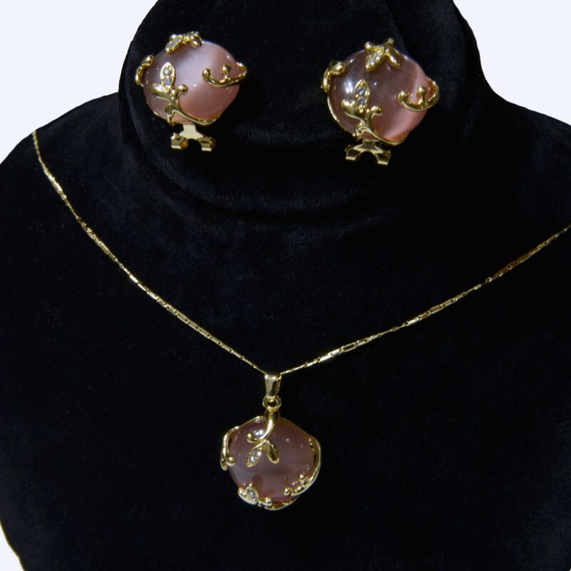 Golden fancy  pinkish stones  set (FS002)