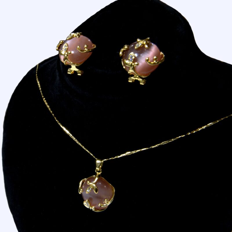Golden fancy  pinkish stones  set (FS002) - Image 2