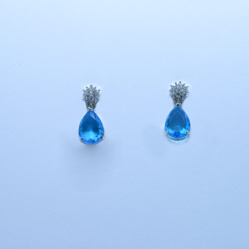 Blue Gemstone Earrings with Sparkling Zircon Stones - ER008