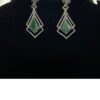 Sparkling Crystal & Sea Green Teardrop Gemstones with Dual Frames Earing's (ER0011) - Image 3