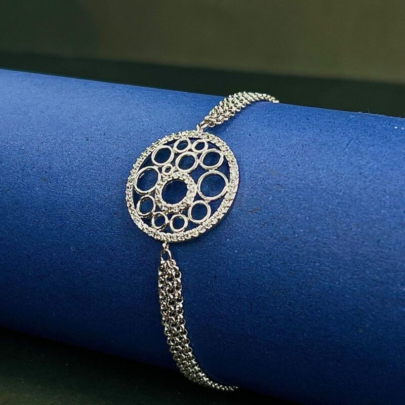 Fancy silver bracelet with beautiful silver stone design (BR005)