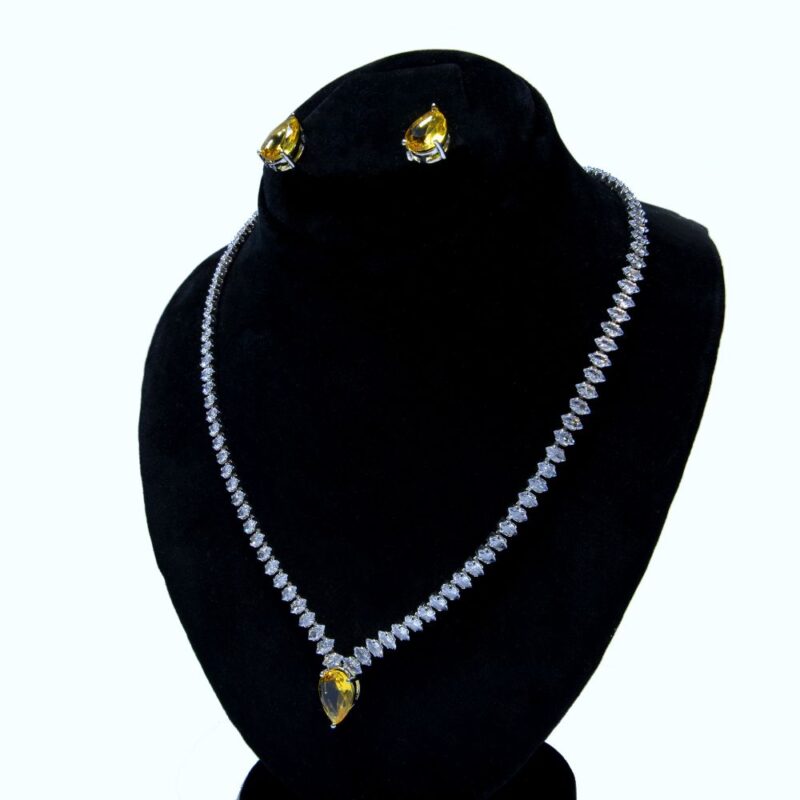 Bright Yellow & Clear Stone Jewelry Set (LC0011) - Image 2