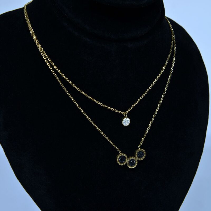 Dual Layer Necklace with Roman Glam & Sparkling Stones (PD002) - Image 2