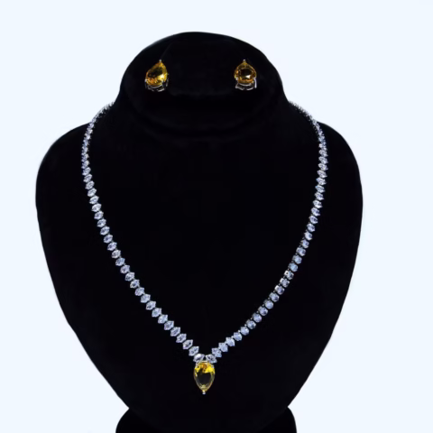 Bright Yellow & Clear Stone Jewelry Set (LC-0011)
