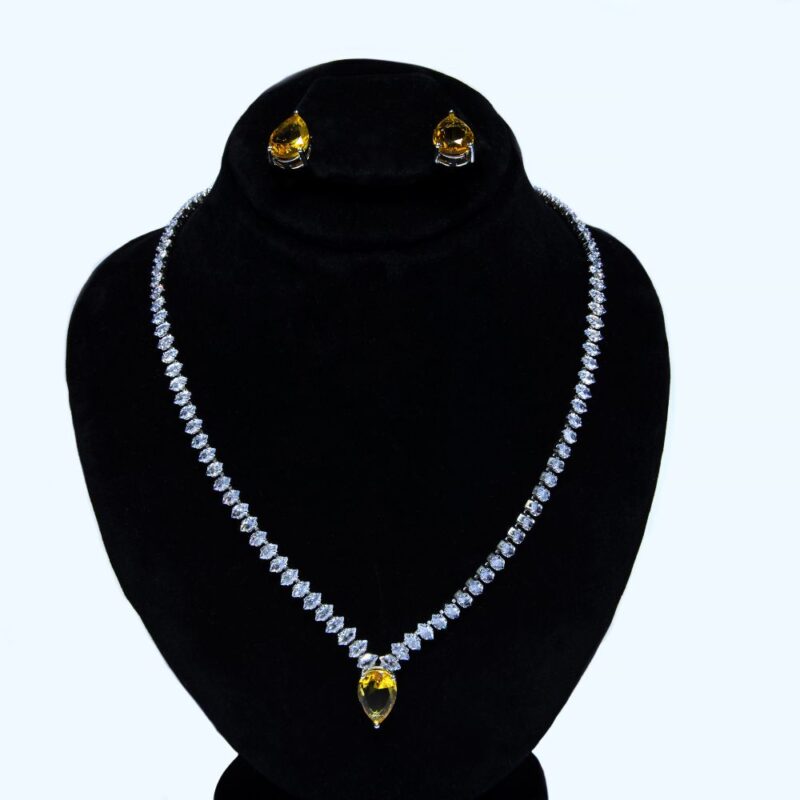 Bright Yellow & Clear Stone Jewelry Set (LC0011)