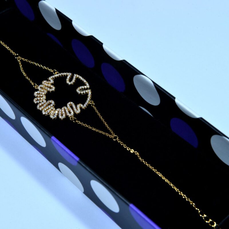 Gold-Toned Wavy Style Zircon Stones Bracelet -(BR0013)