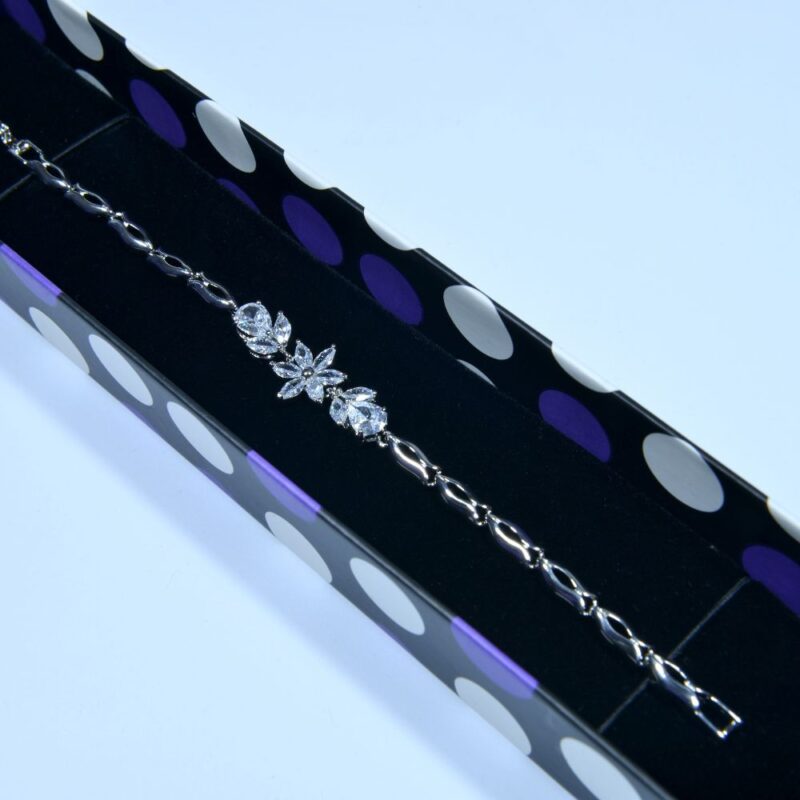 Graceful Floral Bracelet with Sparkling Stones - (BR0015)