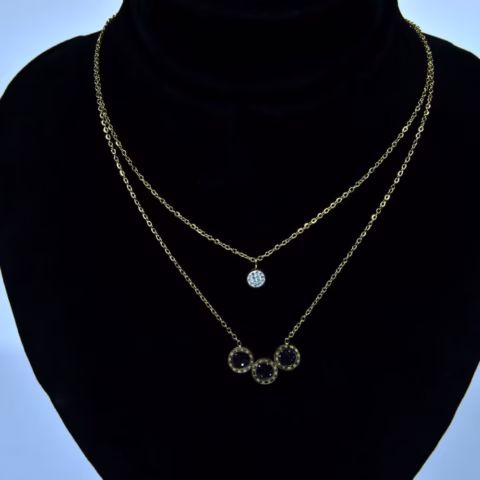 Dual Layer Necklace with Roman Glam & Sparkling Stones (PD-002)