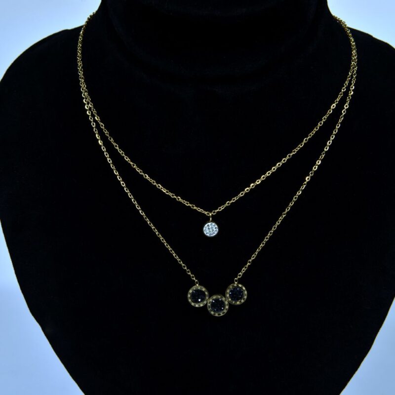 Dual Layer Necklace with Roman Glam & Sparkling Stones (PD002)