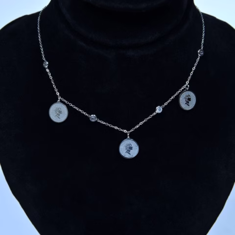 Stylish Three-Disc Coin Necklace in Stainless Steel (PD-0014)