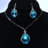 Eleganza (FS001) - Sparkling Blue Crystal Gems & zarcons Necklace and Earrings Set