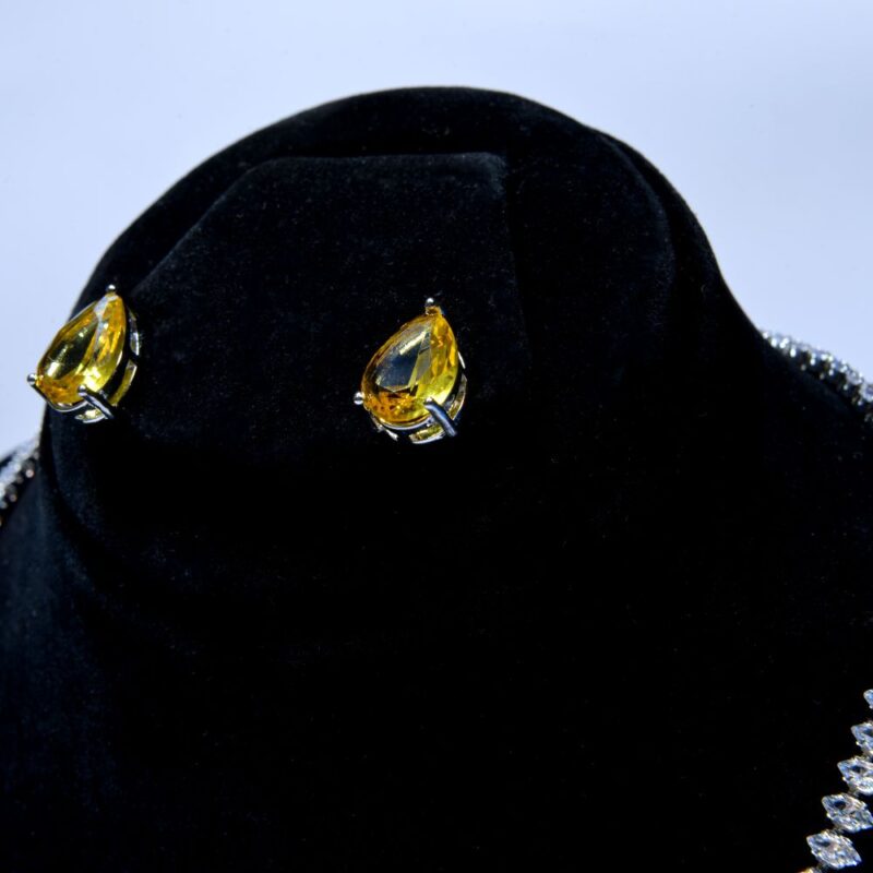 Bright Yellow & Clear Stone Jewelry Set (LC0011) - Image 3