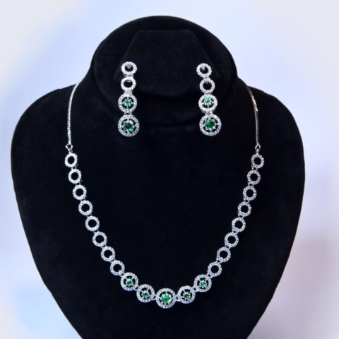 Sparkling Green & Clear Stone Jewelry Set (LC-009)