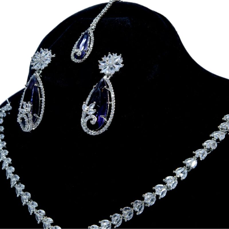 Deep Purple and White Zarcon Stone Jewelry Set (LC005) - Image 2
