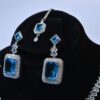 Silver Base with Bold Blue Gems & White Zarcons Jewelry Set (LC002) - Image 2