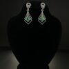 Sparkling Crystal & Sea Green Teardrop Gemstones with Dual Frames Earing's (ER0011) - Image 5