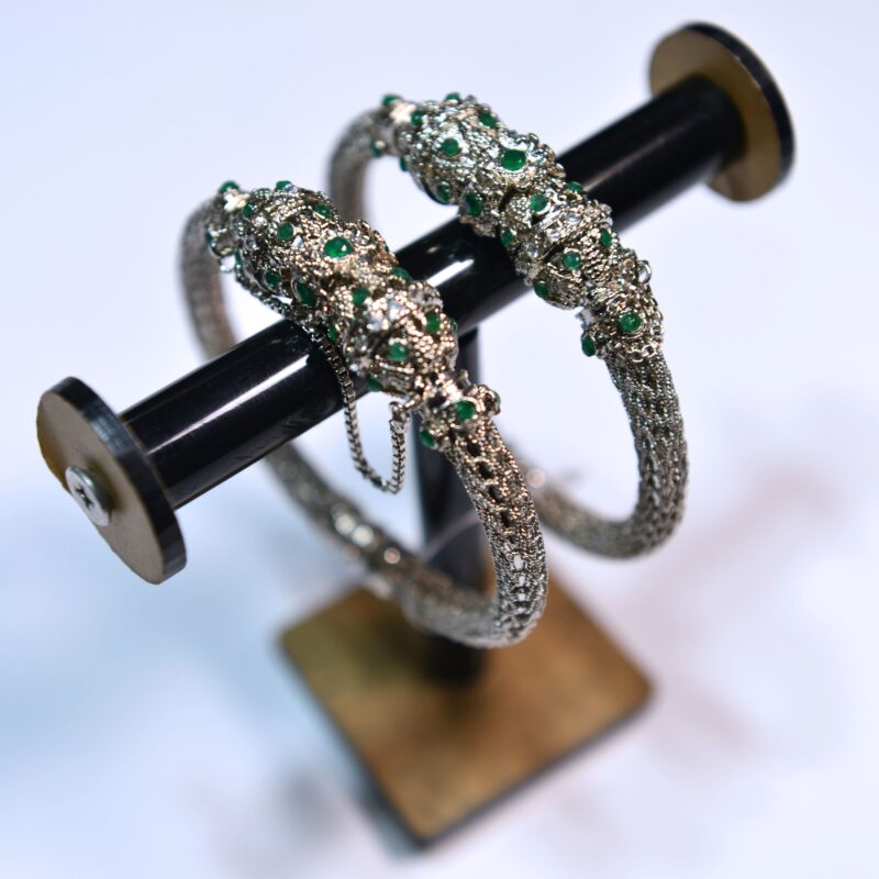 Mughl e Azam - Beautiful Green Gem Kara Pair (BG004) - Image 2