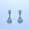 Sparkling Crystal & Sea Green Teardrop Gemstones with Dual Frames Earing's (ER0011) - Image 4