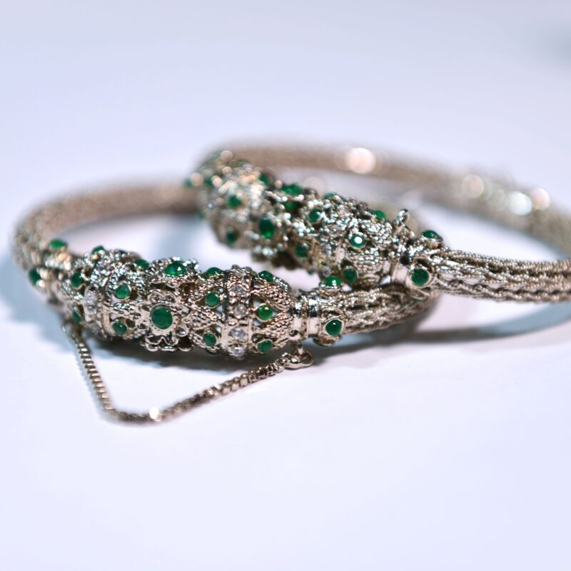 Mughl e Azam - Beautiful Green Gem Kara Pair (BG004)