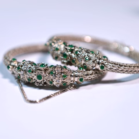 Mughl e Azam - Beautiful Green Gem Kara Pair (BG-004)