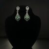 Sparkling Crystal & Sea Green Teardrop Gemstones with Dual Frames Earing's (ER0011) - Image 2
