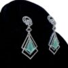 Sparkling Crystal & Sea Green Teardrop Gemstones with Dual Frames Earing's (ER0011)