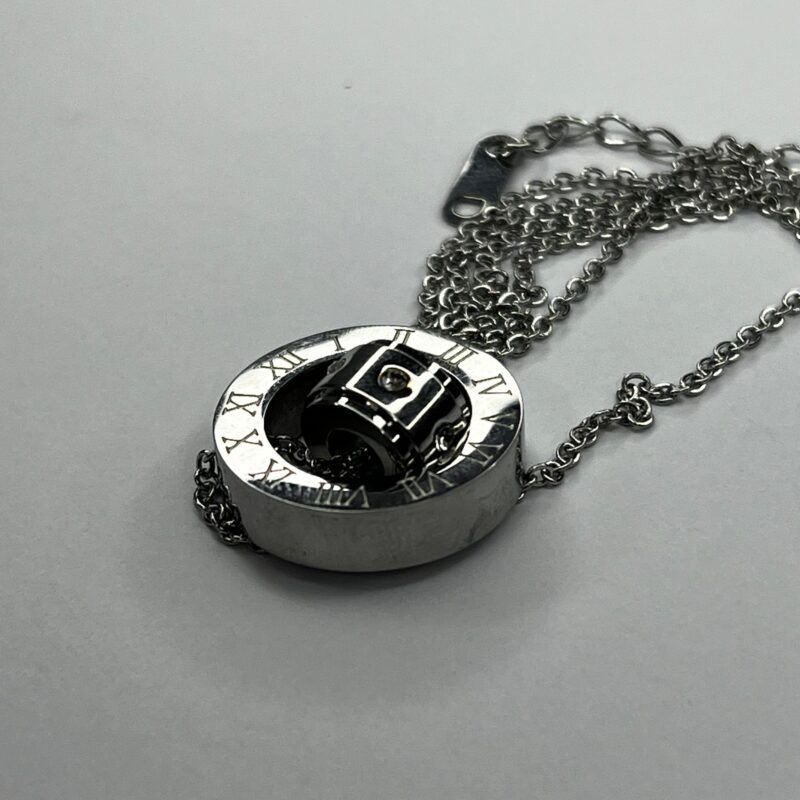 Silver-Toned Roman Numeral Necklace with Crystal Stones (PD0031) - Image 7