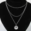 Silver Toned Three Layered Coin Necklace (PD0055)