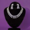 Antique Silver Jhumka Necklace Set with White Crystal Detailing (LC0014) - Image 2