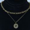 Gold Toned Stainless Steel Chain & Engraved Pendant – (PD007)