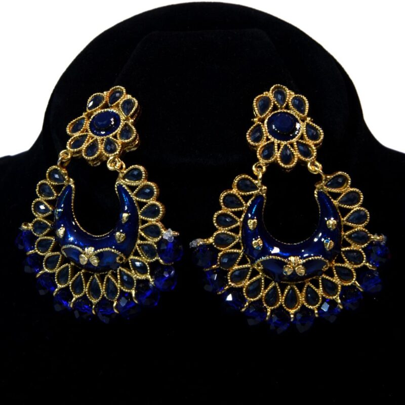 Radiant  Blue and Golden Earrings (ER0014) - Image 3