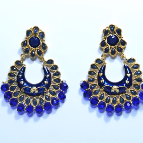 Radiant  Blue and Golden Earrings (ER-0014)