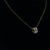 Gold Toned Interlocking Zircon Rings Necklace (PD0051) - Image 2