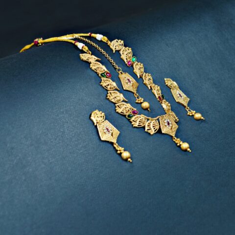 Rajwari Bridal Set with Red & Green Stones (RAJ-001)