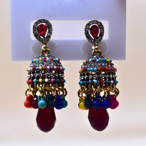 Multicolor Short Jhumka Style Earrings (ER-0033)