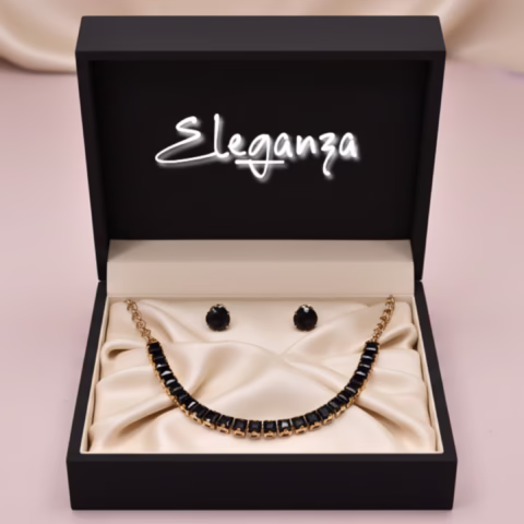 Black zircon Stones Necklace with Tops (LC-0029)