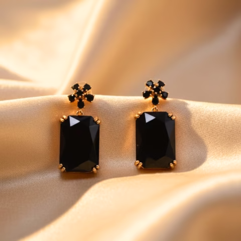 Stylish Black Zircon Fancy Earrings (ER-0038)