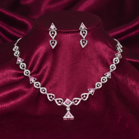 1k Baby Pink Imported Zircon Party Set  (LC-0036)