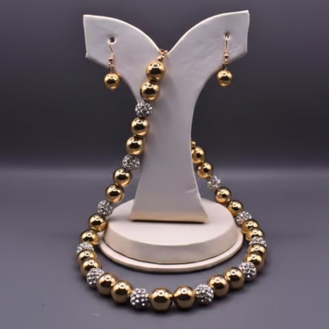 Kids Golden Fancy Partywear Mala Set Golden (MALS-007)