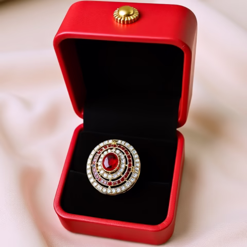 Party Wear Golden Adjustable Zircon Ring (4 colors Choices) (R-0017)