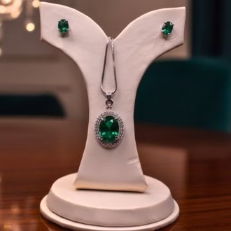 Premium 1K Green Real Zircon Chain Locket Set with Stud Tops (LC-0047)