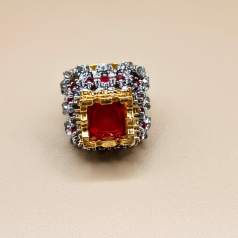 Royal Turkish Party Ring With Imported Zircons (3 color options) (R-007)