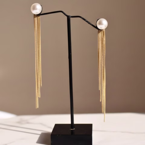 Pearl Back Drop Jhalar Tops (Silver & Golden) (ER-0048)