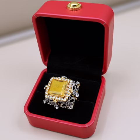 Royal Egyptian Golden & Antique Grey Adjustable Ring (3 Colors) (R-0018)