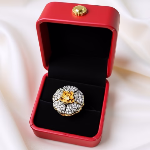 Regal Bloom Zircon Fancy Adjustable Ring (3 colors) R-0019