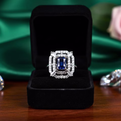 1K Fancy Silver Color Party Wear Real Zircon Ring ( 2 Color Options) (R-0026)