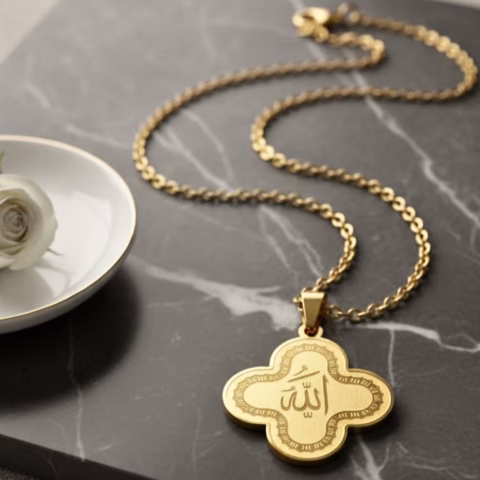 Stainless Steel Allah Name Pendant with chain (PD-0059)